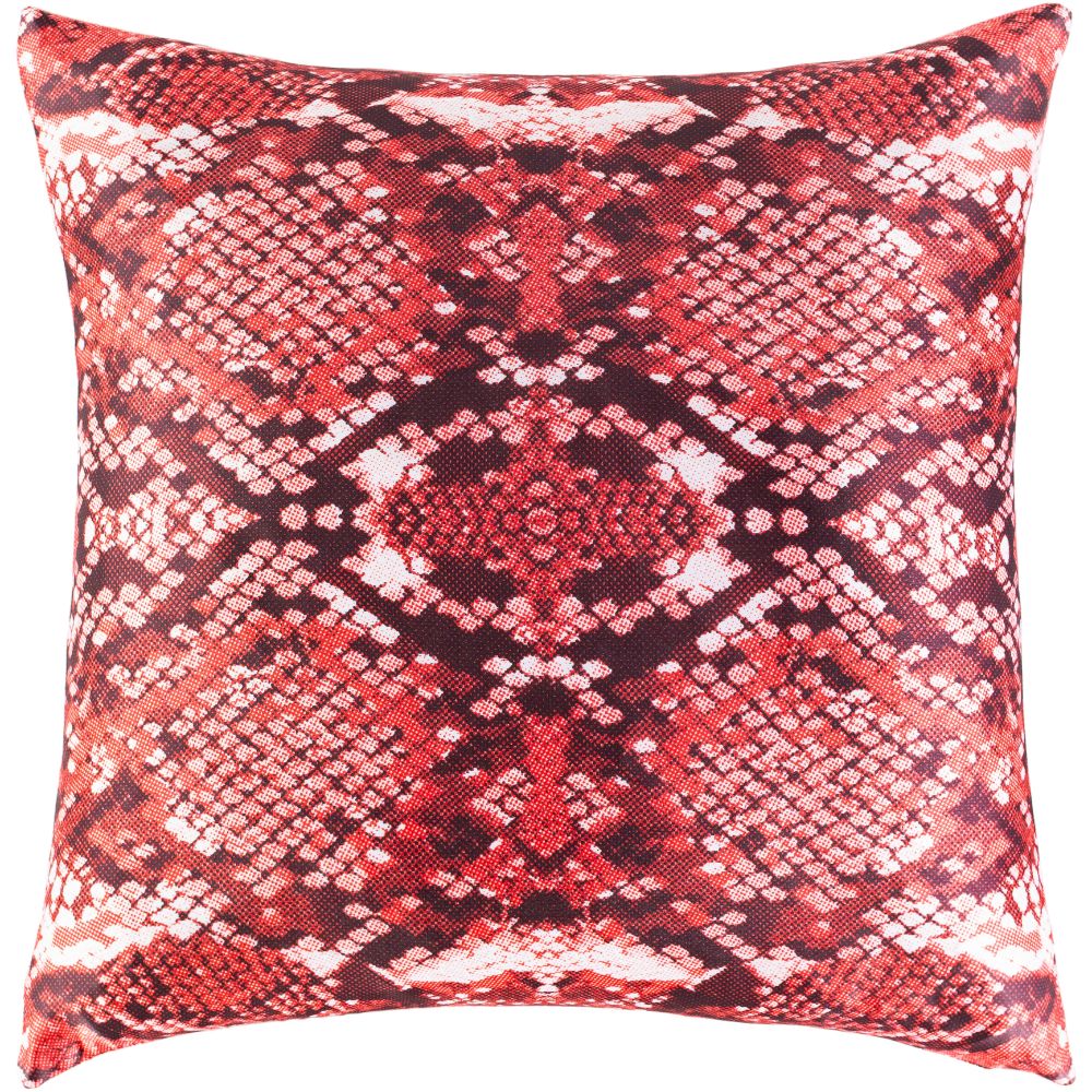 Surya Chloe CLE-002 18"H x 18"W Pillow Kit in Bright Red, Dark Brown, White