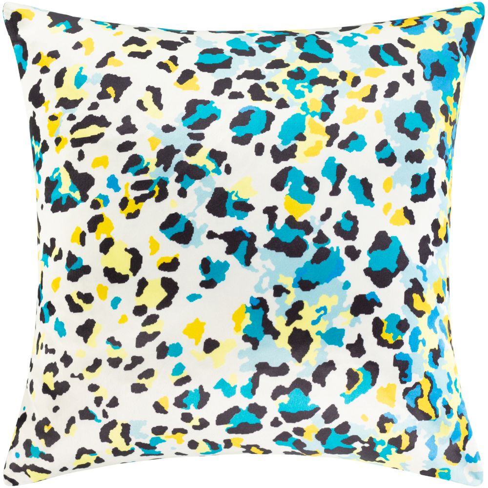 Surya Chloe CLE-005 18"H x 18"W Pillow Kit in Cream, Aqua, Bright Yellow, Saffron, Teal, Bright Blue, Black