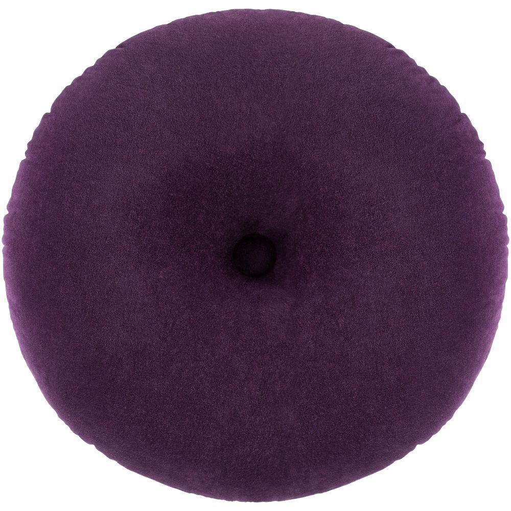 Surya Cotton Velvet CV-040 18"H x 18"W Round Pillow Cover in Dark Purple