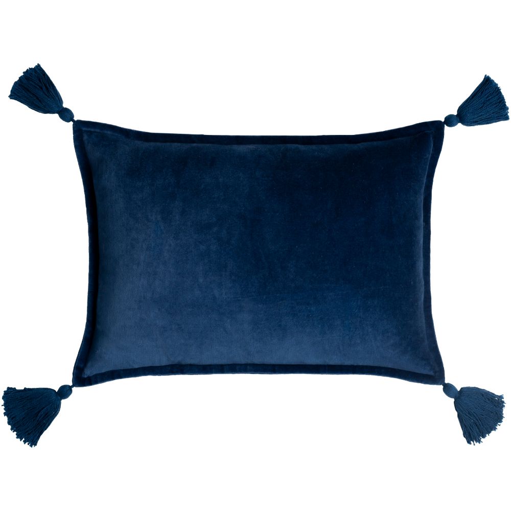 Surya Cotton Velvet CV-045 13"H x 19"W Pillow Cover in Dark Blue