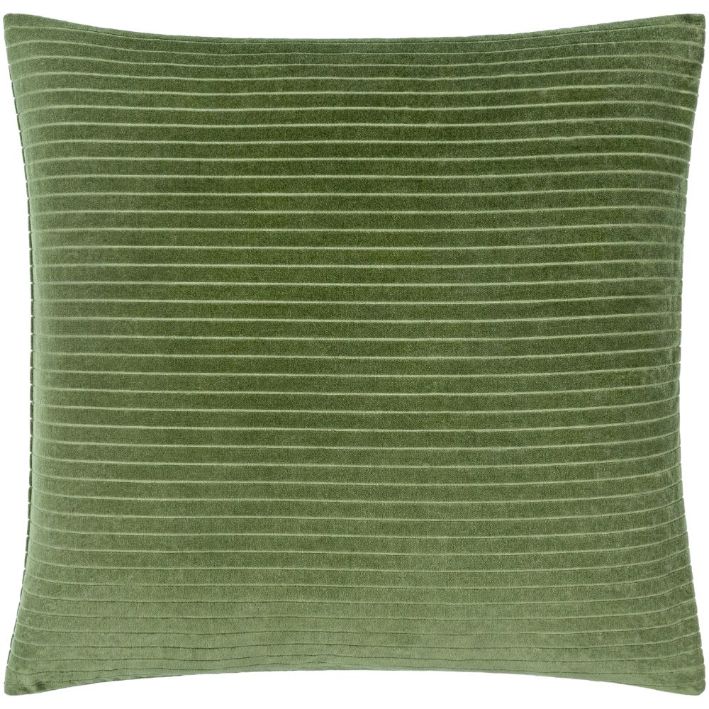 Surya CV090-1818 Cotton Velvet Stripes CV-090 18"L x 18"W Accent Pillow in Olive