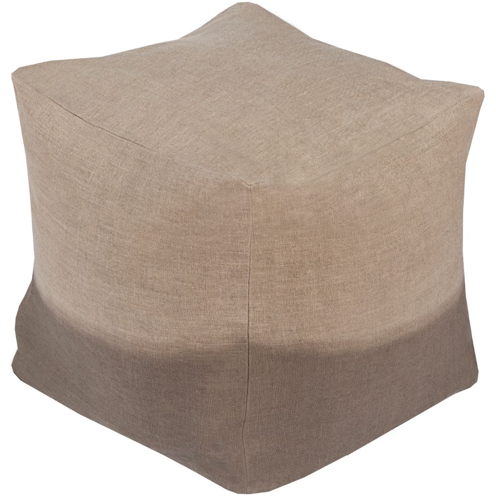 Surya DDPF-008 Dip Dyed 18 x 18 x 18 Pouf in Khaki/ Taupe