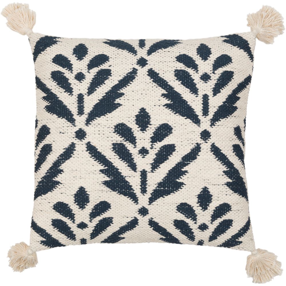 Surya Dorothy DHY-001 18"H x 18"W Pillow Cover in Cream, Khaki, Navy