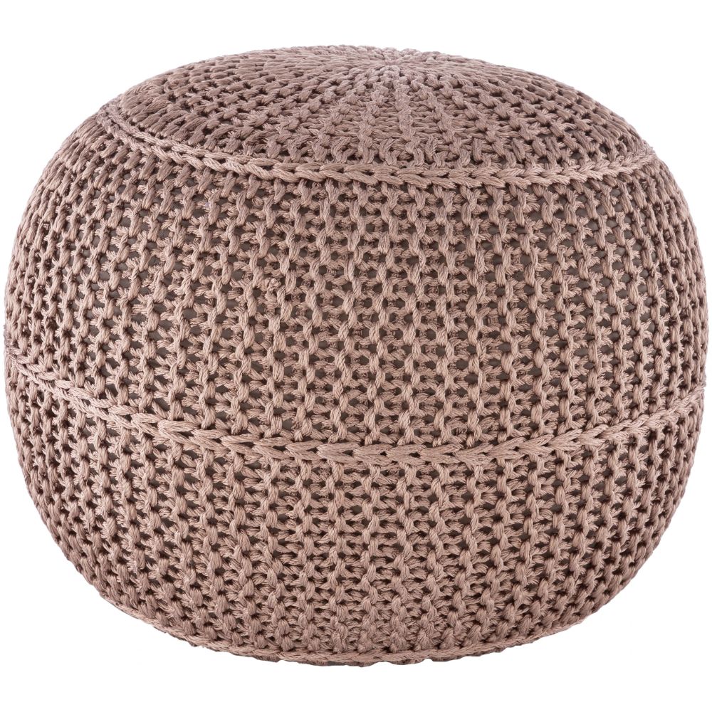 Surya Dita DTPF-003 14"H x 20"W x 20"D Pouf in Taupe