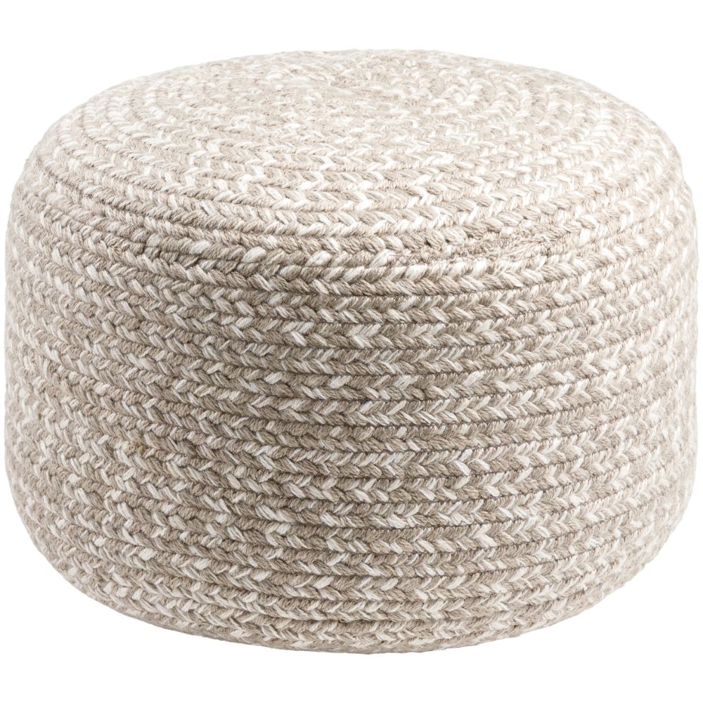 Entwined EDPF-003 12"H x 18"W x 18"D Pouf in Light Grey