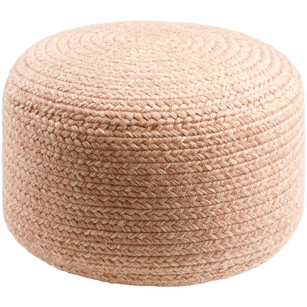 Entwined EDPF-004 12"H x 18"W x 18"D Pouf in Off-White