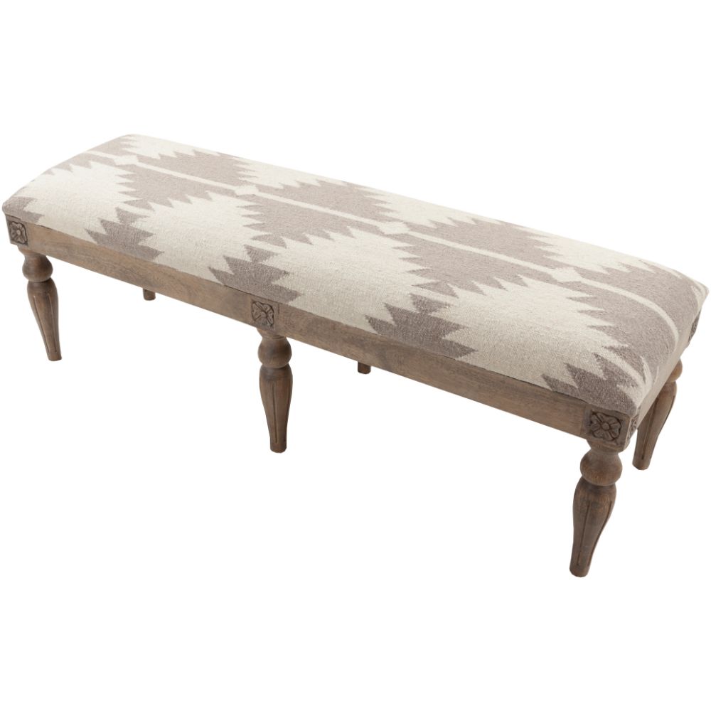 FL-1175 Surya Furniture 59 x 18 x 19 Bench in Medium Gray/ Camel