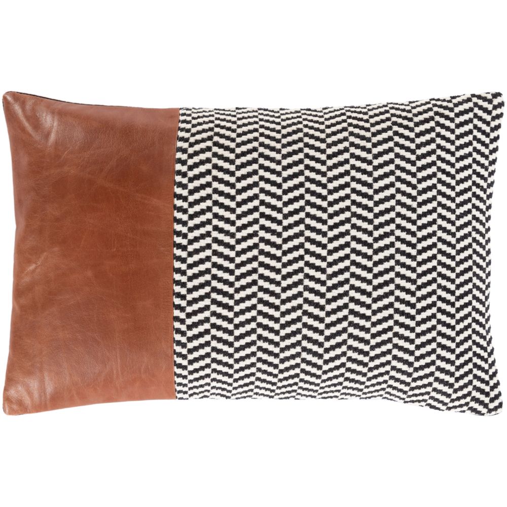 Surya Fiona FNA-002 13"H x 20"W Pillow Cover in Black, Camel, Beige