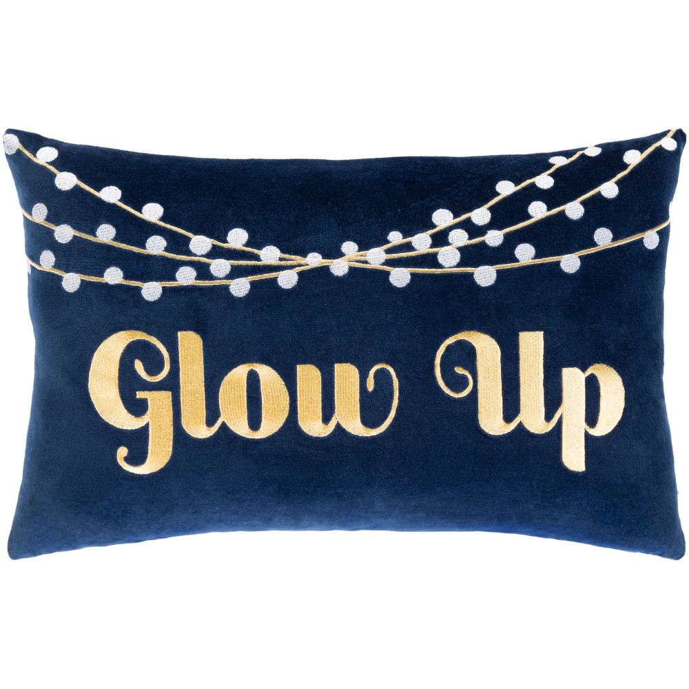 Surya Glow Up GLP-001 13"H x 20"W Pillow Kit in Dark Blue, White, Bright Yellow