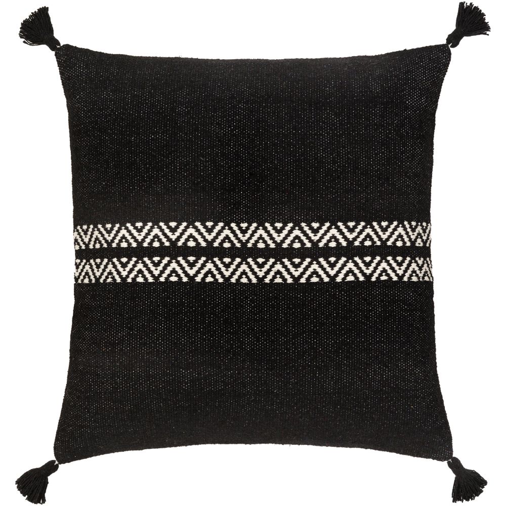 Surya Josie JIE-002 18"H x 18"W Pillow Cover in Black, Khaki, Cream