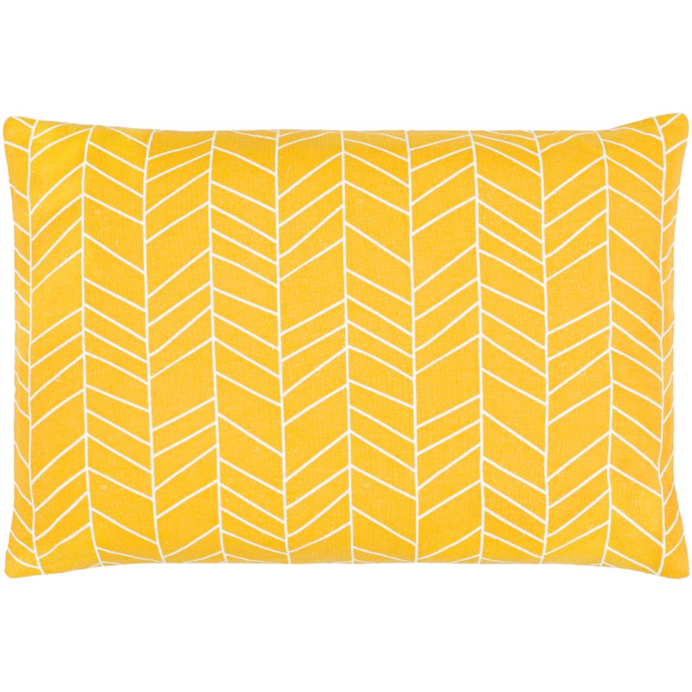 Surya Lachen LHN-013 13"H x 20"W Pillow Cover in Bright Yellow, Cream
