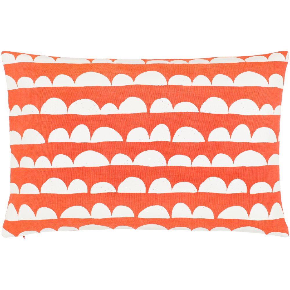 Surya Lachen LHN-018 13"H x 20"W Pillow Kit in Bright Orange, Cream