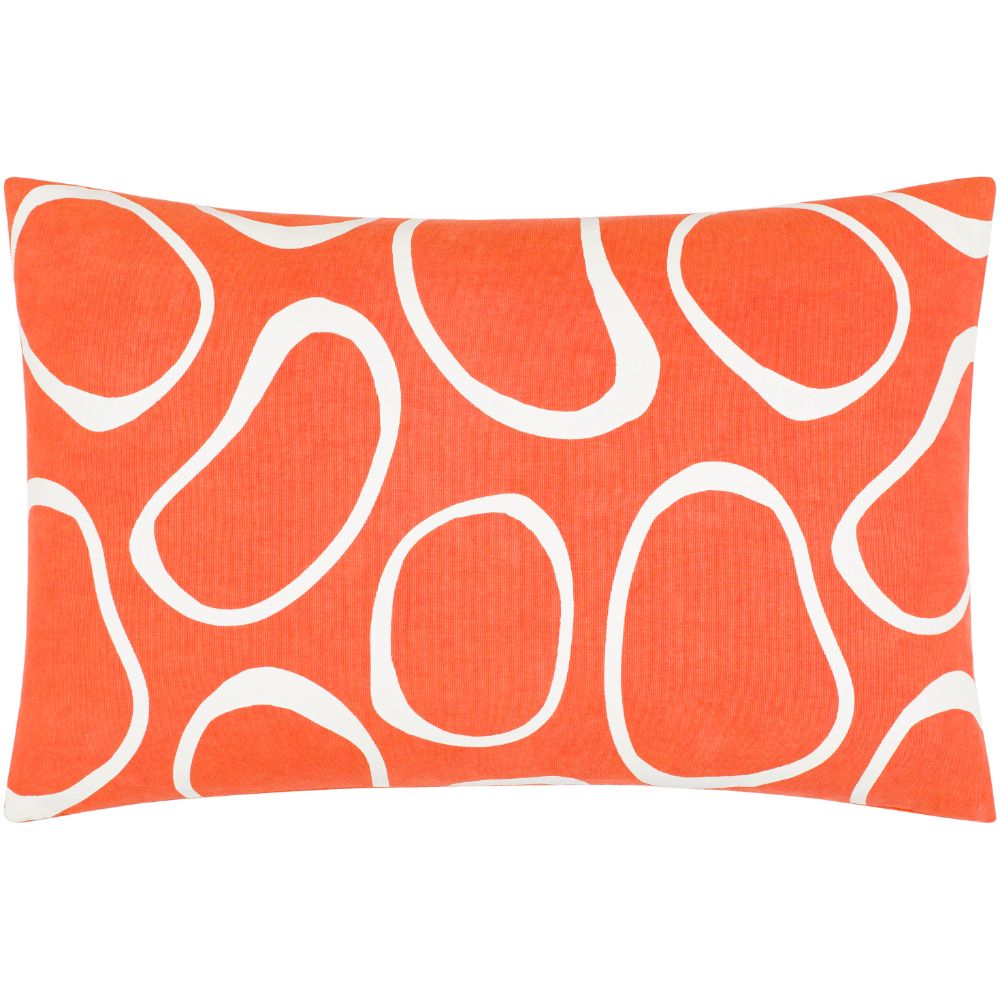 Surya Lachen LHN-022 13"H x 20"W Pillow Kit in Bright Orange, Cream
