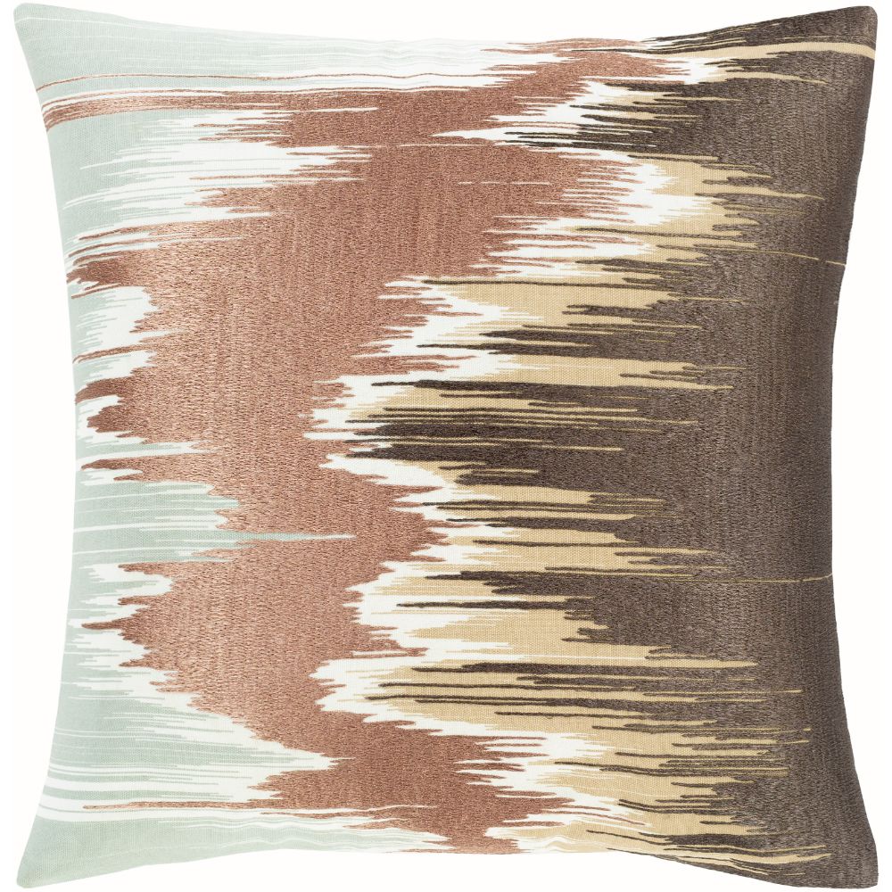 Surya Lexi LXI-002 18"H x 18"W Pillow Cover in Charcoal, Ivory, Tan, Camel, Sage