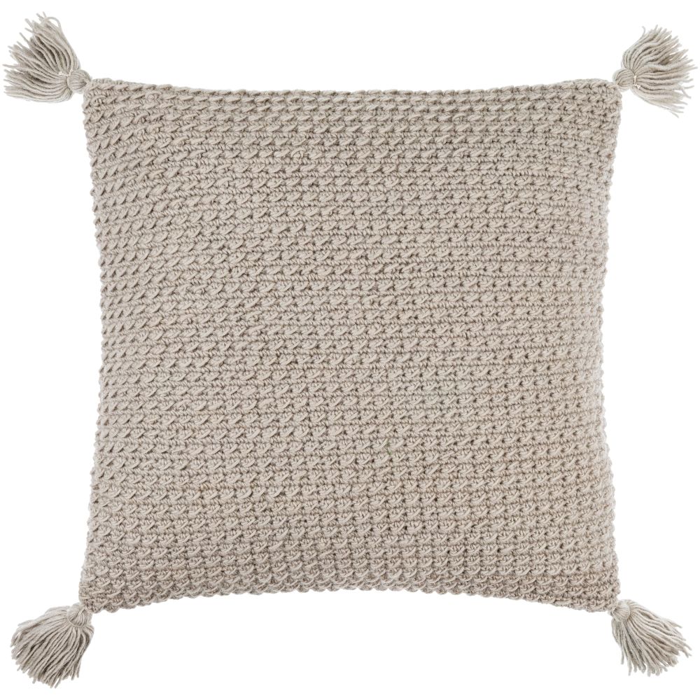 Makrome MKO-002 18"L x 18"W Accent Pillow in Off-White