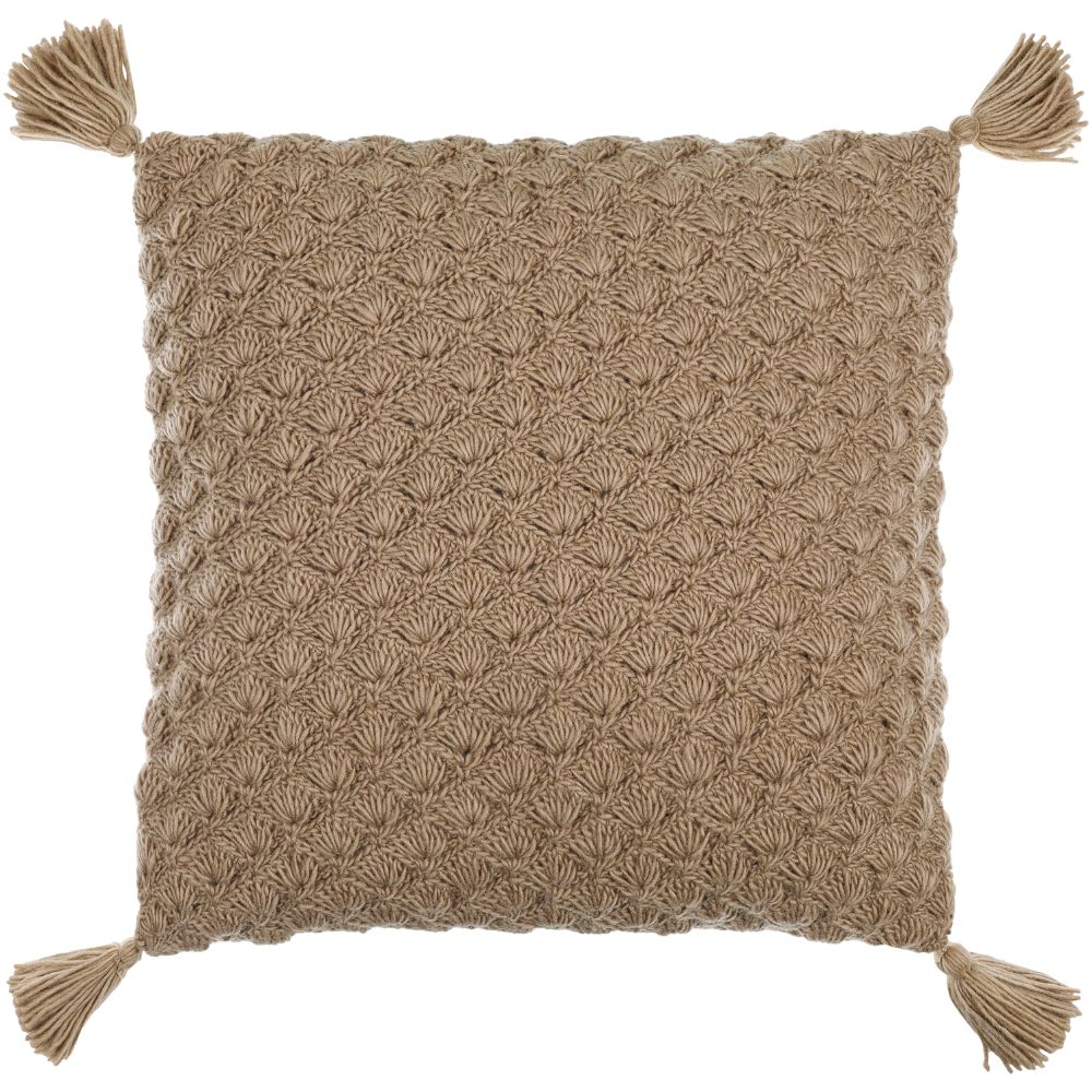 Makrome MKO-006 18"L x 18"W Accent Pillow in Light Silver