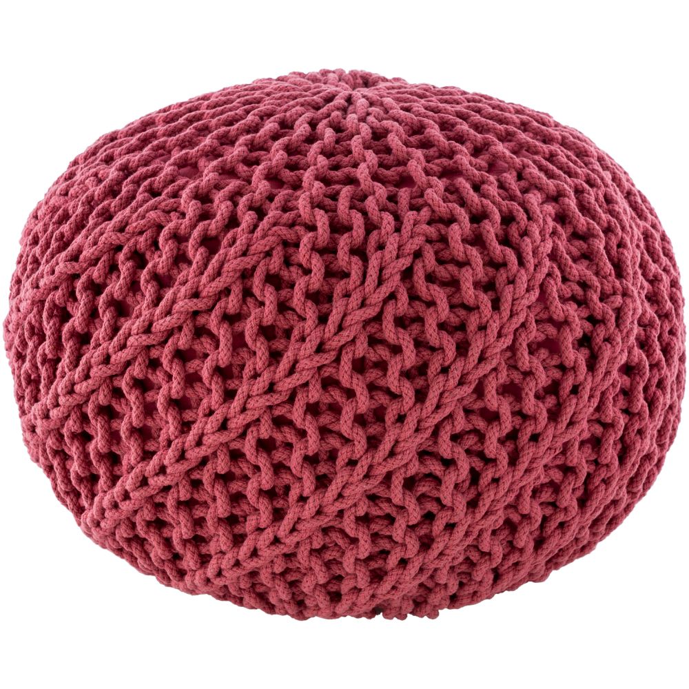 Surya Malmo MLPF-011 14"H x 20"W x 20"D Pouf in Bright Pink
