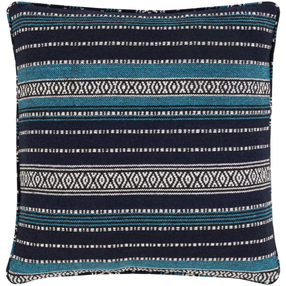 Surya Maya MYP-002 18"H x 18"W Pillow Cover in Navy, Sky Blue, White
