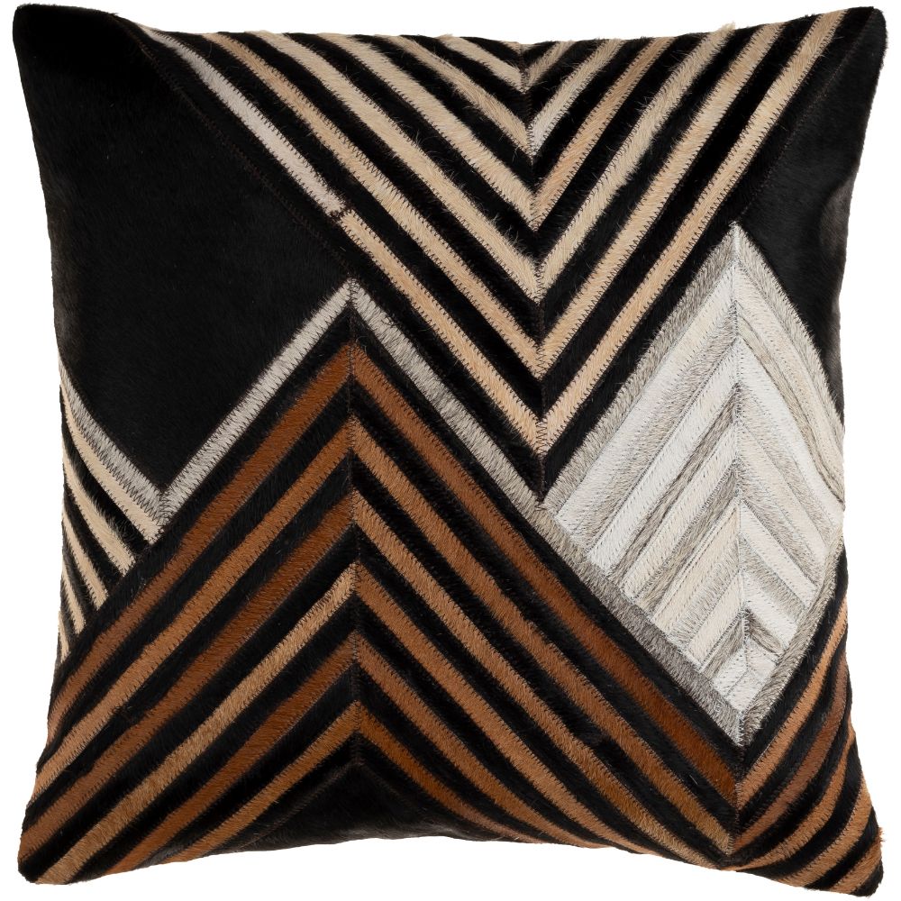 Surya Nashville NHV-001 20"H x 20"W Pillow Cover in Black, Cream, Camel, Wheat, Ivory, Taupe