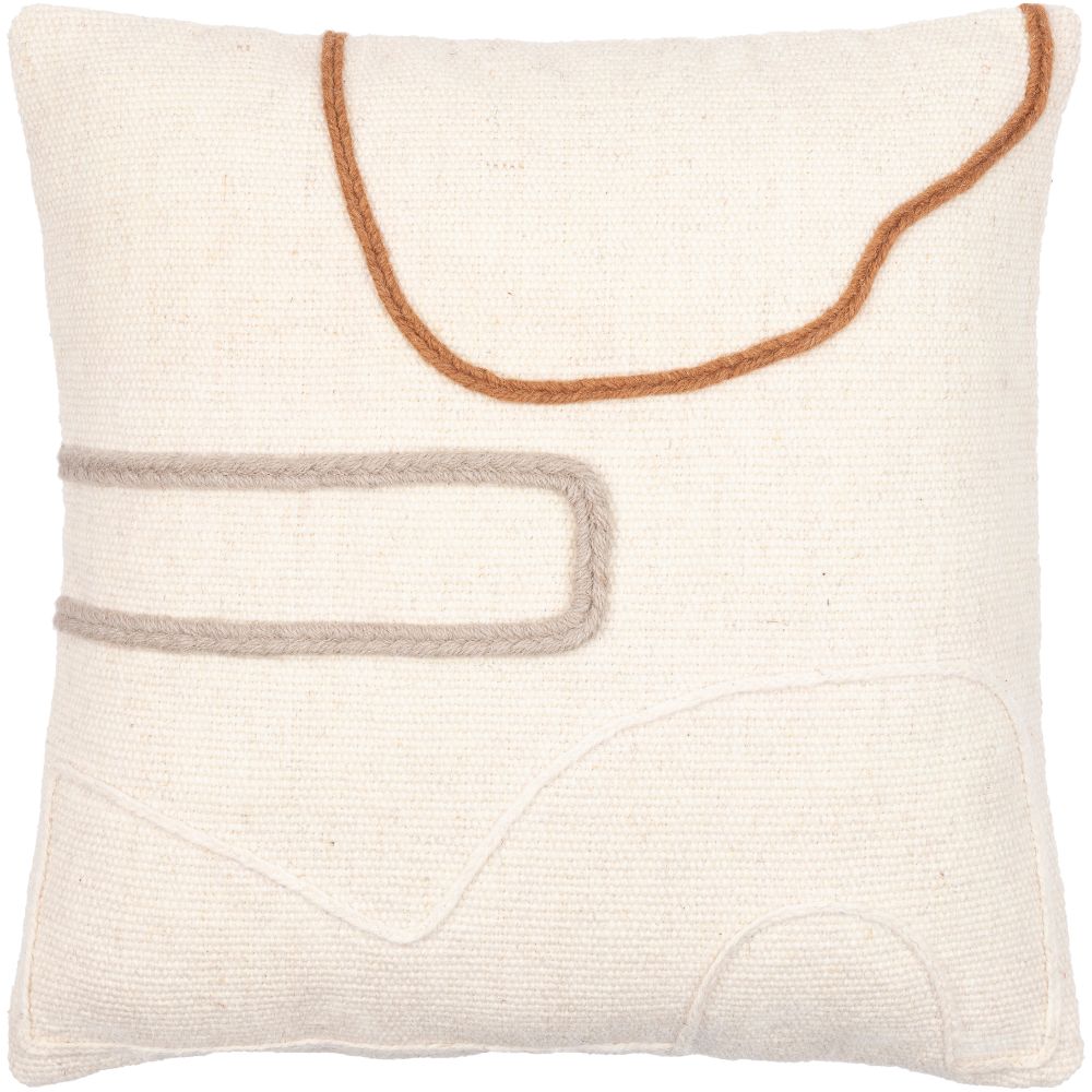 Surya PHI001-1818 Philip 18"H x 18"W Pillow Cover in Beige / Cream / Medium Gray / Burnt Orange