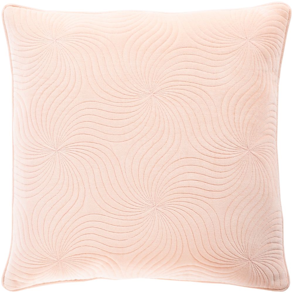 Surya Quilted Cotton Velvet QCV-006 18"H x 18"W Pillow Cover in Peach