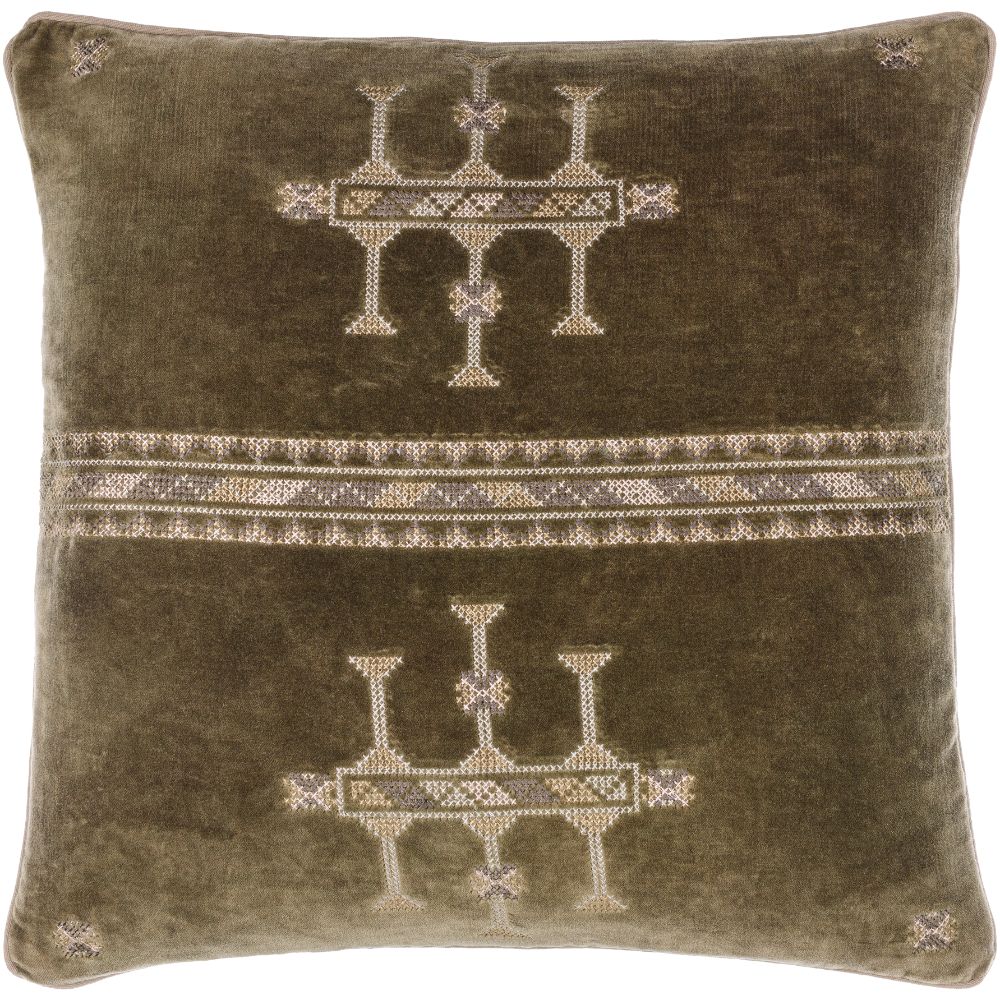 Velour VLU-001 18"L x 18"W Accent Pillow in Taupe