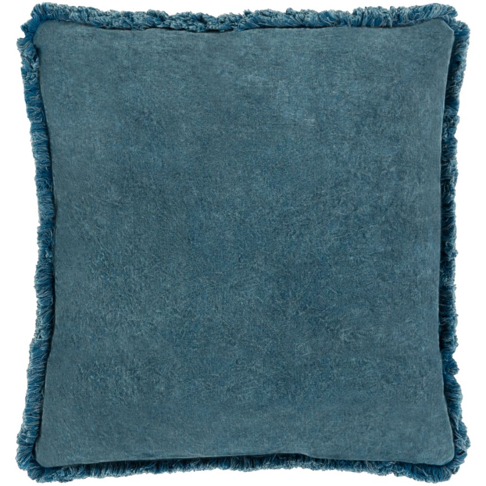 Surya Washed Cotton Velvet WCV-002 18"H x 18"W Pillow Kit in Teal