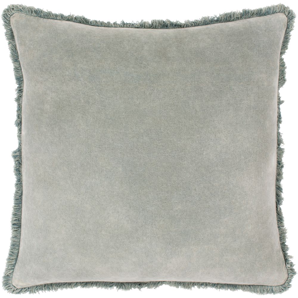 Surya Washed Cotton Velvet WCV-005 18"H x 18"W Pillow Cover in Seafoam
