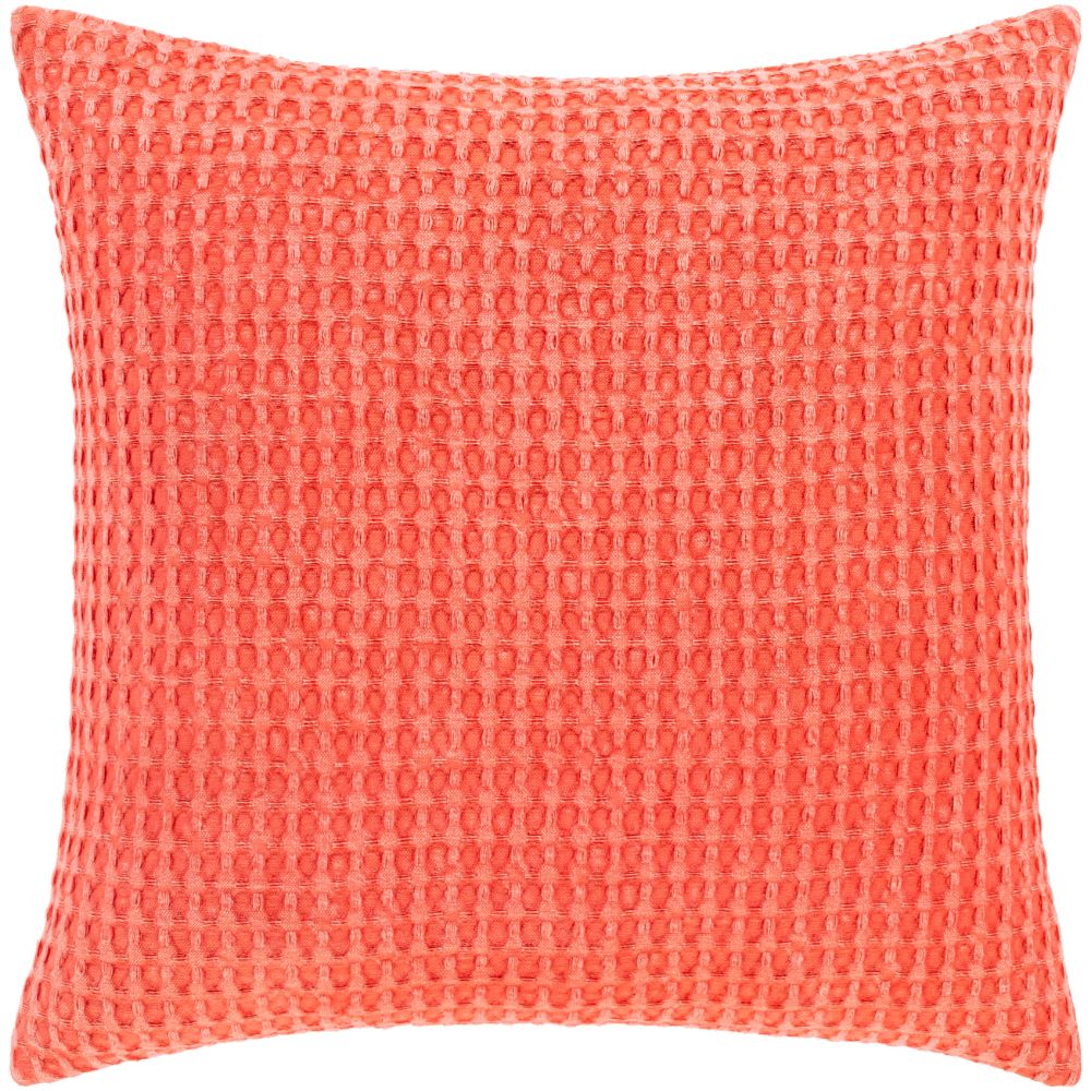 Surya Waffle WFL-003 18"H x 18"W Pillow Cover in Bright Orange