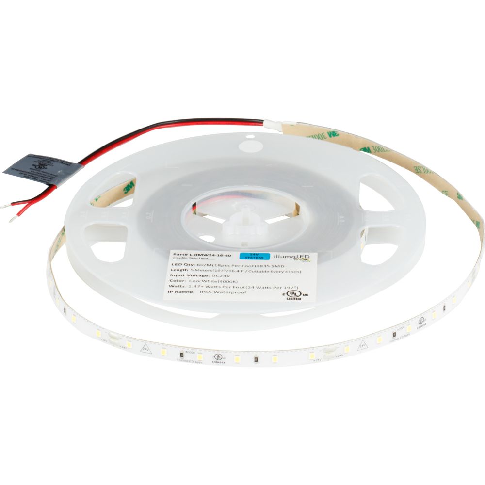 Task Lighting L-RMW24-16-40 16 ft 120 Lumens Per Foot Radiance LED 24V Tape Light, 4000K Cool White