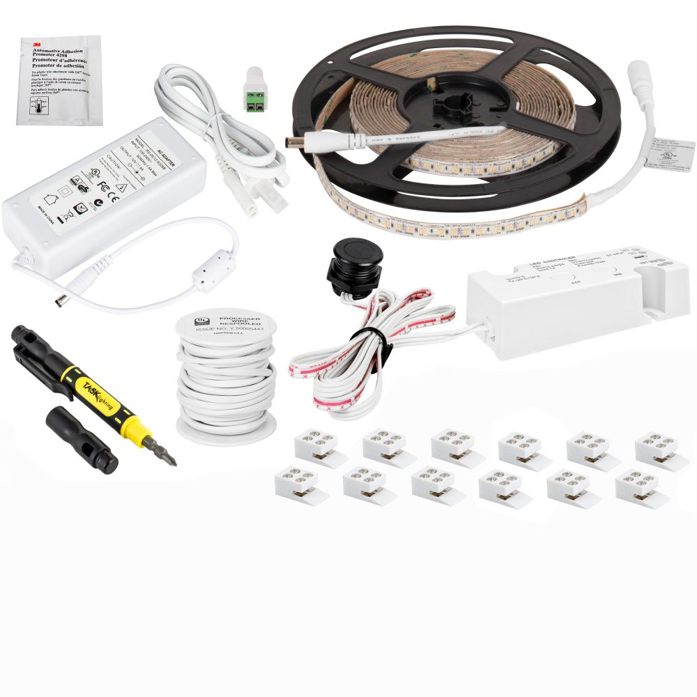 Task Lighting L-TWCK-16 16ft TandemLED Tunable LED Tape Light Kit with Wired Controller, 1 Zone/Area, 2700K-5000K
