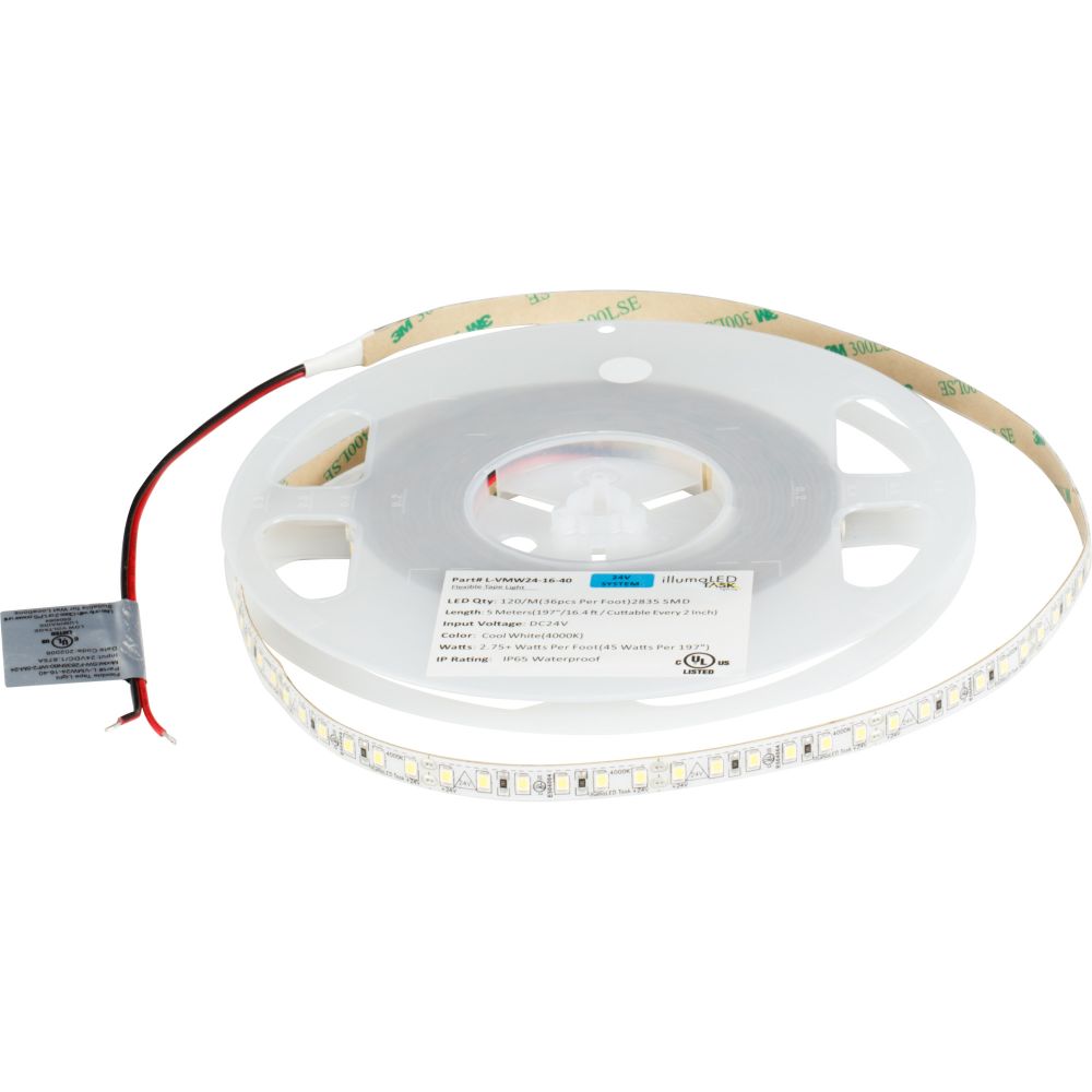 Task Lighting L-VMW24-16-40 16 ft 225 Lumens/Foot Vivid LED 24V Tape Light, 4000K Cool White