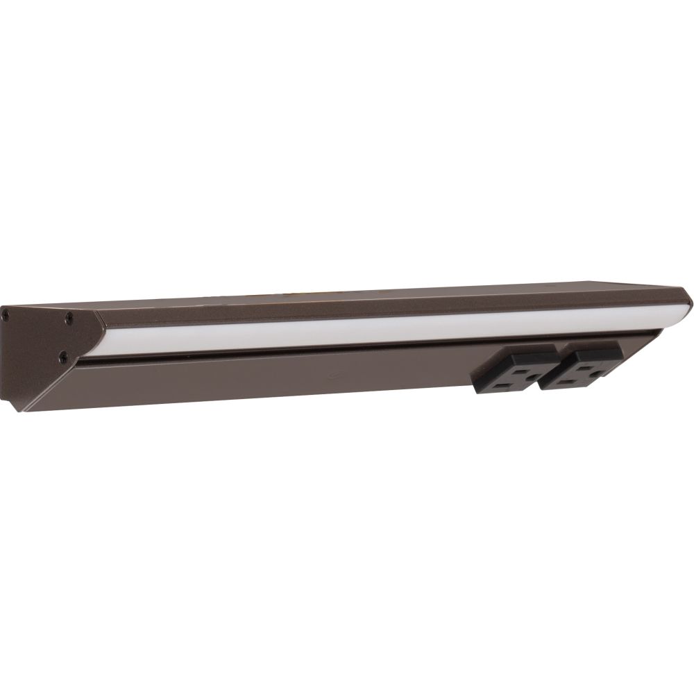 Task Lighting LP12-T6R6W-BBZ 12-1/2" 600 Lm/ft Tunable-White RM Series Lighted Power Strip with Receptacles in Bronze