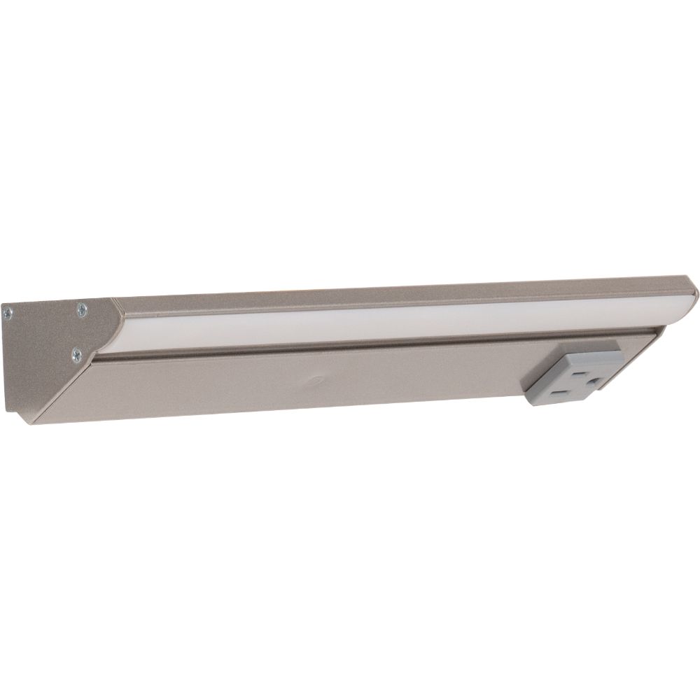 Task Lighting LP10-T6R5W-GSN 10-1/2" 500 Lm/ft Tunable-White RM Series Lighted Power Strip with Receptacles in Satin Nickel