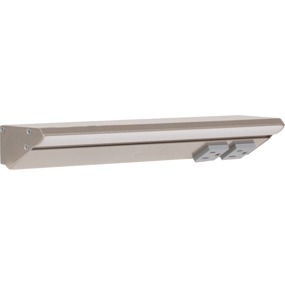 Task Lighting LP12-T6R6W-GSN 12-1/2" 600 Lm/ft Tunable-White RM Series Lighted Power Strip with Receptacles in Satin Nickel