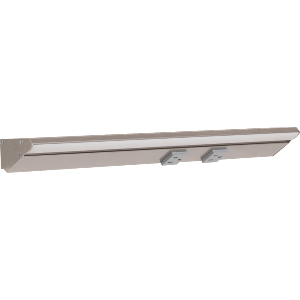 Task Lighting LP18-T6R9W-GSN 18-1/2" 900 Lm/ft Tunable-White RM Series Lighted Power Strip with Receptacles in Satin Nickel