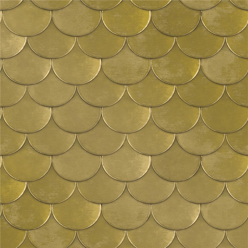 Tempaper BR410 Brass Belly Self-adhesive, Removable Wallpaper in Old World Brass Metallic