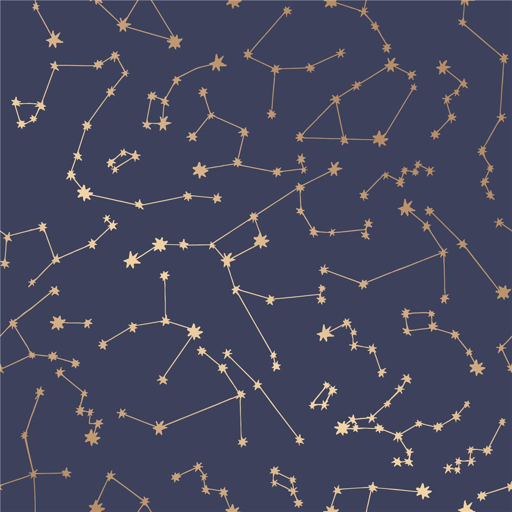 Tempaper CO472 Constellations Self-adhesive, Removable Wallpaper in Navy