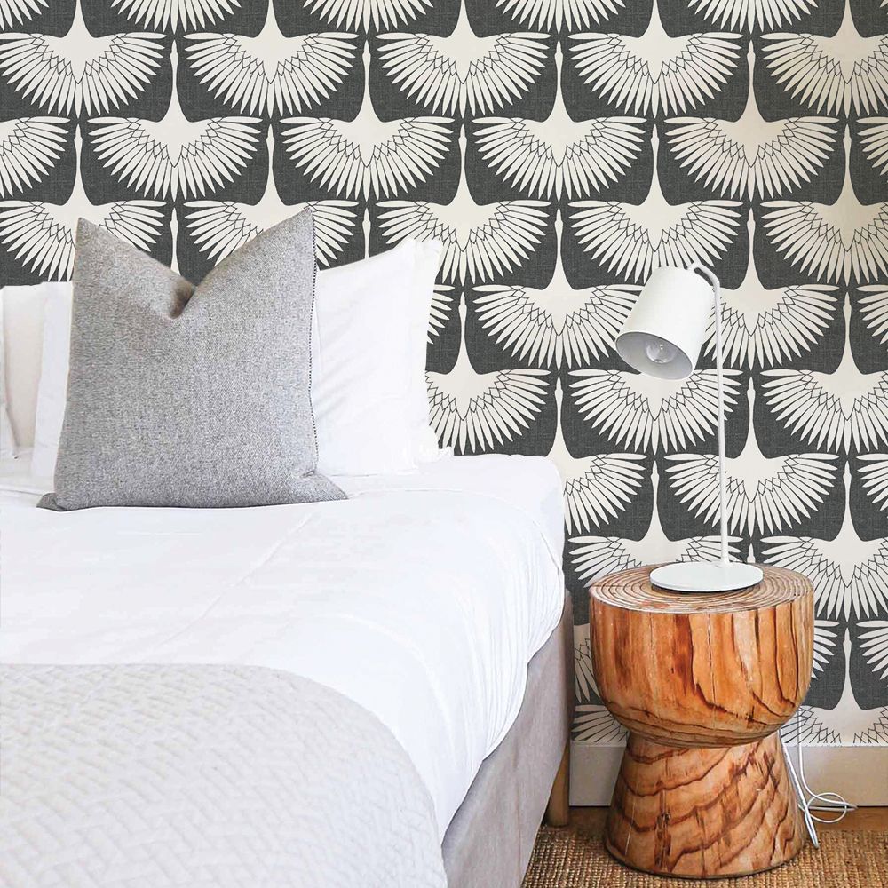 Tempaper FE4118 Genevieve Gorder Feather Flock Storm Gray Peel and Stick Wallpaper, 56 sq. ft.