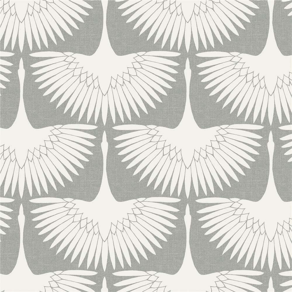 Tempaper FE411 Feather Flock Self-adhesive, Removable Wallpaper in Chalk