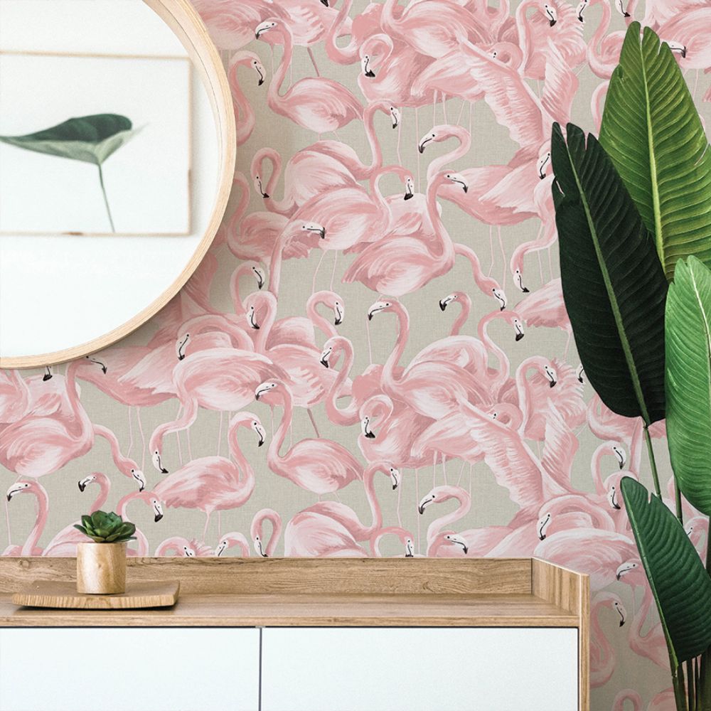 Tempaper FL10679 Flamingo Ballerina Pink Peel and Stick Wallpaper