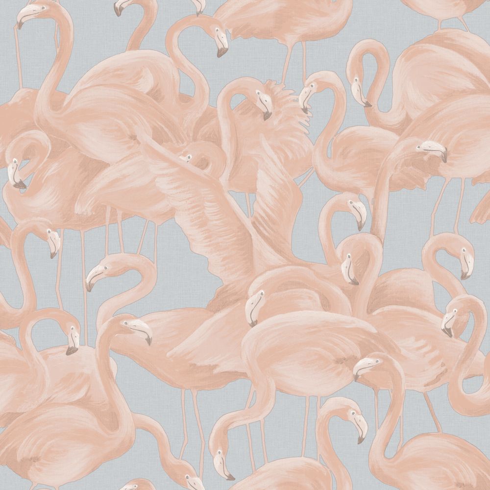 Tempaper FL15127 Flamingo Wallpaper in Pastel Pink & Blue