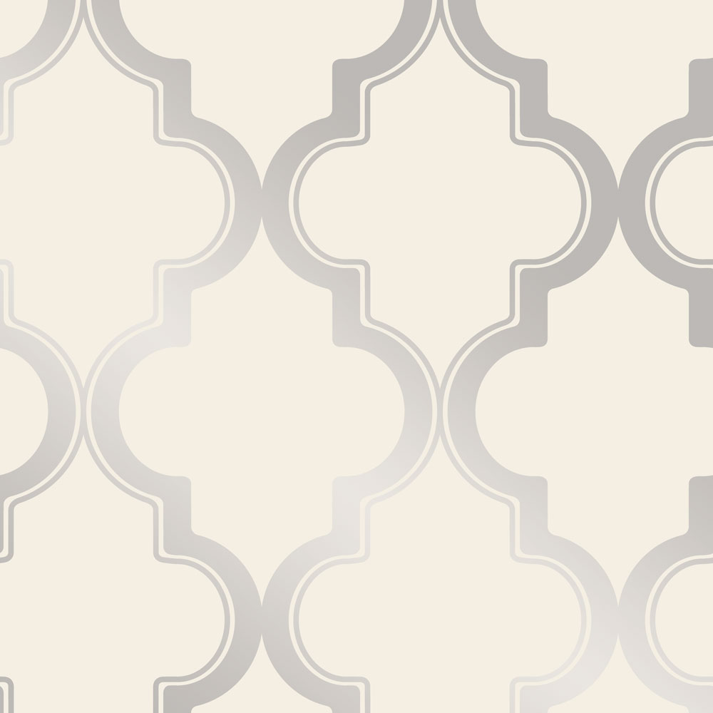 Tempaper MA10634 Marrakesh Cream & Metallic Silver Self-Adhesive, Removable Wallpaper