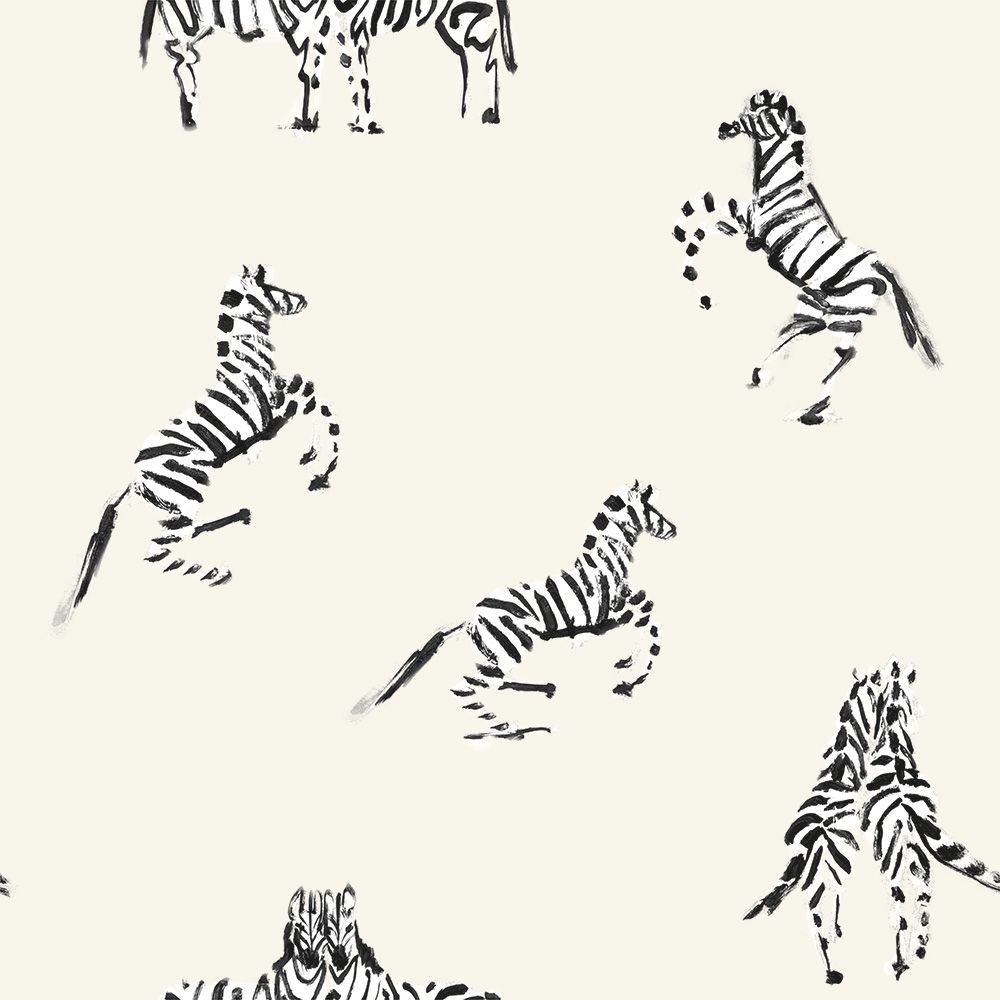 Tempaper NG14119 Novogratz Zebras In Love Waverly White Peel and Stick Wallpaper