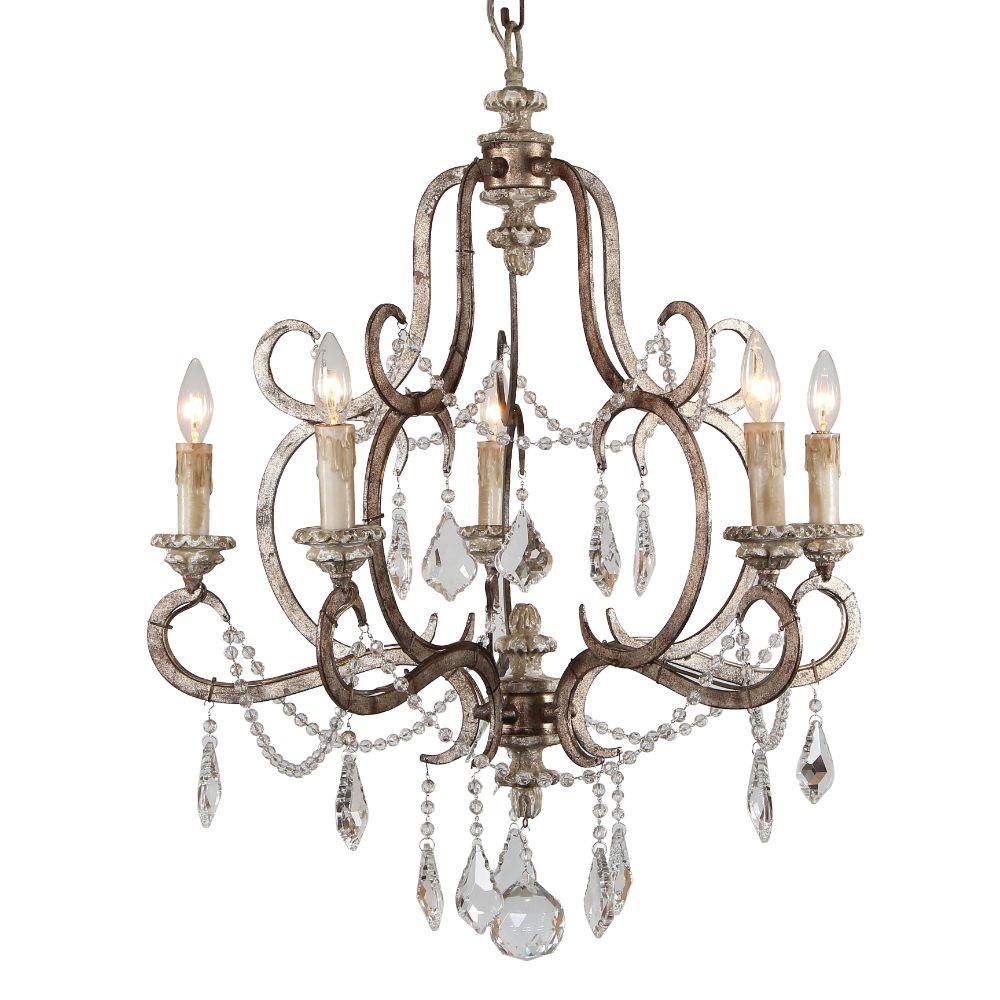 Terracotta Designs CHAN8049-5D Ballerina 5-light chandelier in Rustic Silver