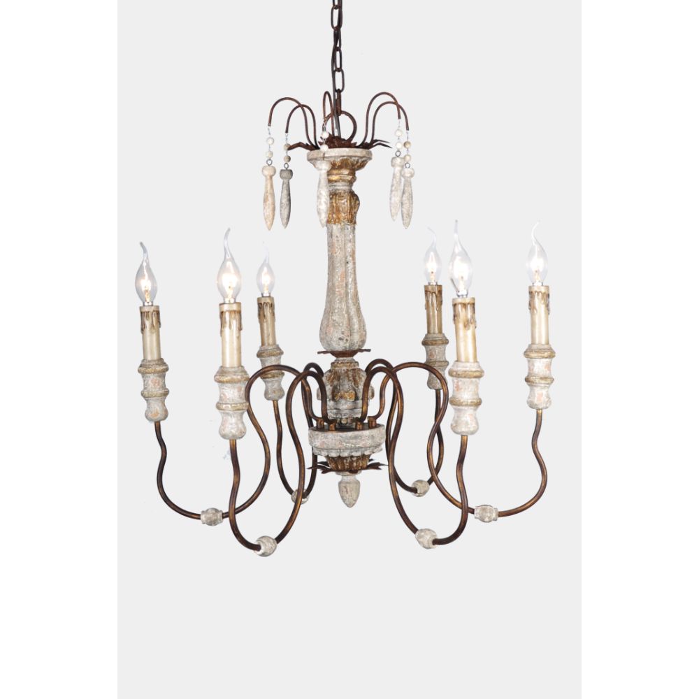 Terracotta Designs CHAN8056-6D Luca 6-light chandelier in French white with gold accent