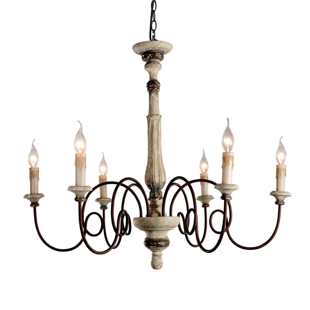 Terracotta Designs H5103-6 Teresina 6-light Chandelier in creamy white with smoked gold accent