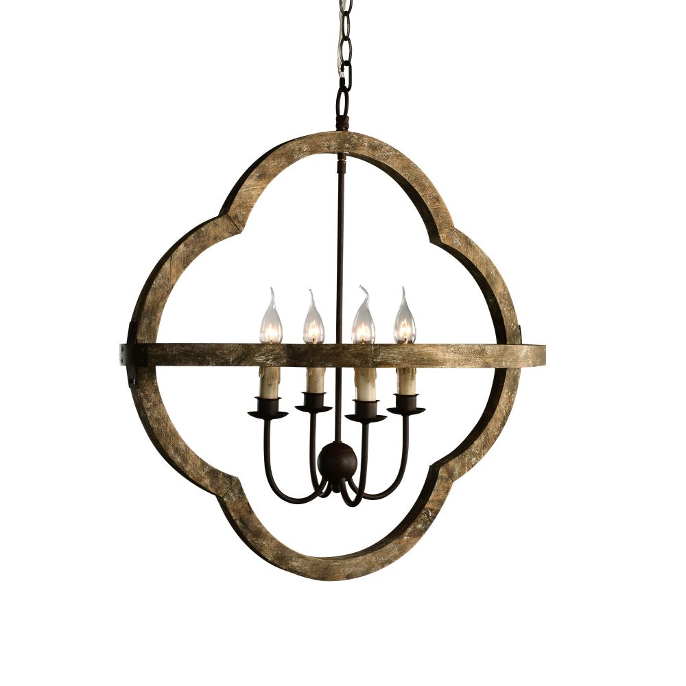 Terracotta Designs H5117-4 Bolonia Chandelier in aged natural wood