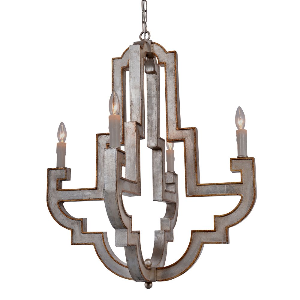 Terracotta Designs H8107-4 Jamelia 4-light small chandelier in Gold and Silver Leaf