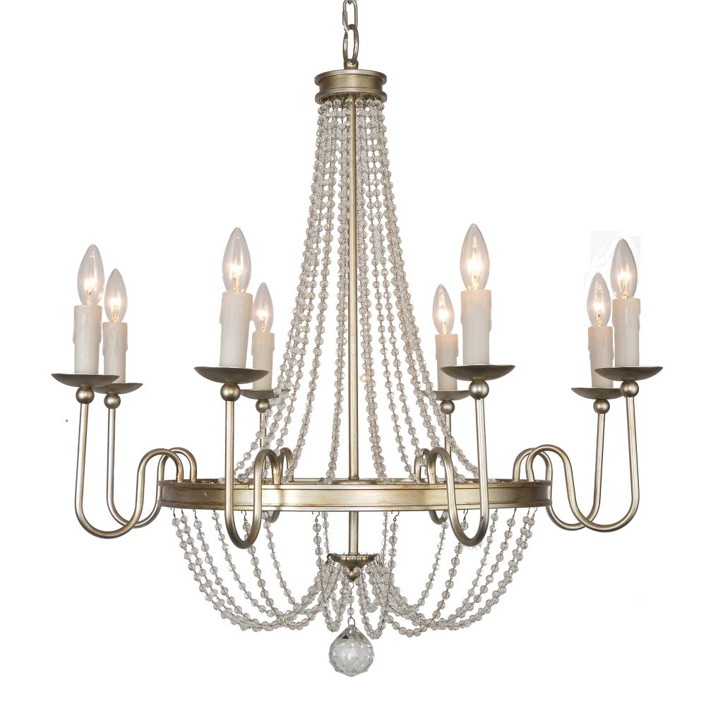 Terracotta Designs H8220-8 Rosabella Crystal Chandelier in Champagne Silver